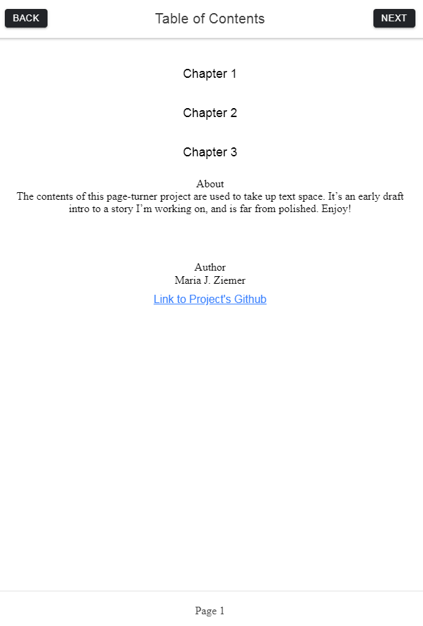 a book's table of contents