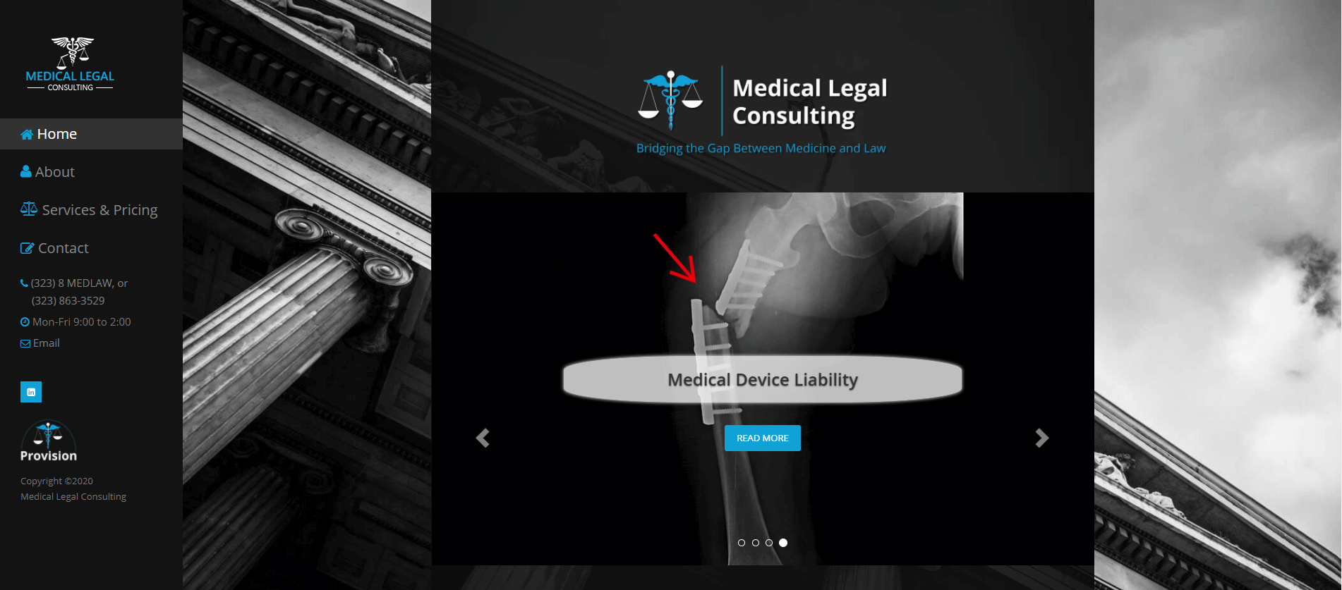 Home page of Medical Legal Consultant website